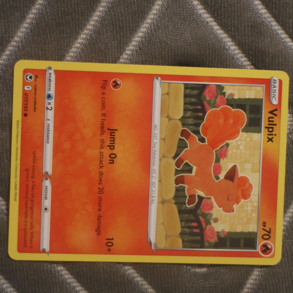 Pokemon Vulpix Card - Orange and Yellow